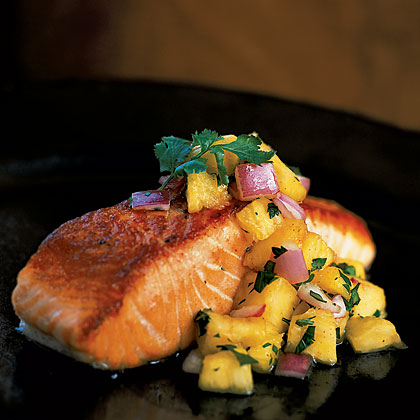 Pan-Grilled Salmon with Pineapple Salsa dish